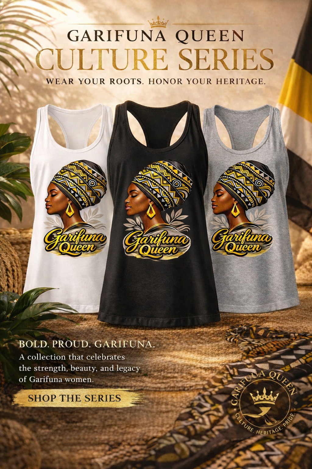 Garifuna Queen Culture Series Tank Top – Women’s Empowerment Apparel